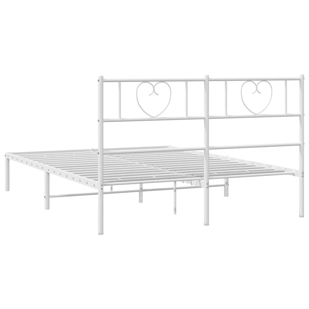 Metal Bed Frame without Mattress with Headboard White 150x200 cm Price