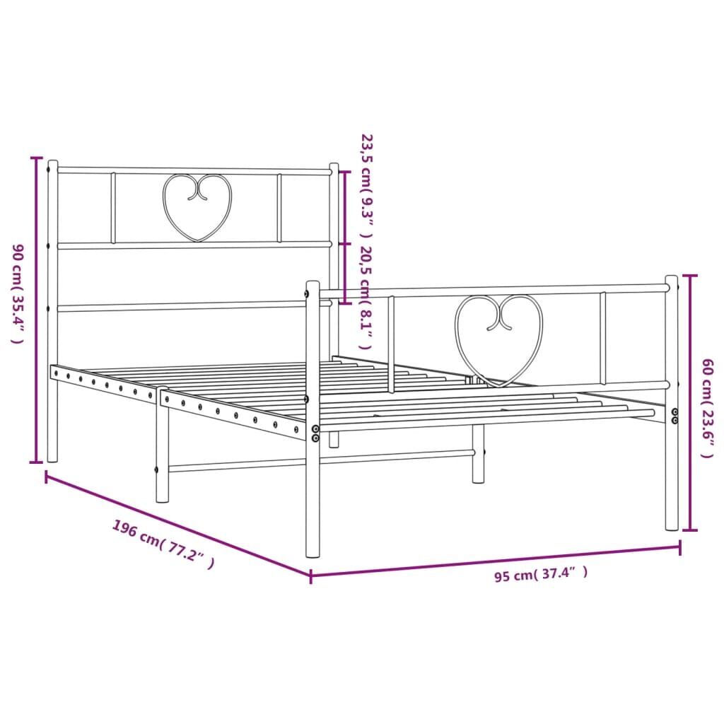 Metal Bed Frame without Mattress with Footboard White 90x190 cm Price