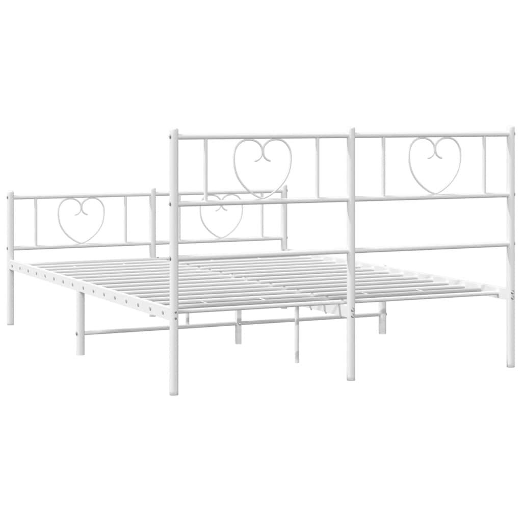 Metal Bed Frame without Mattress with Footboard White 150x200 cm Price