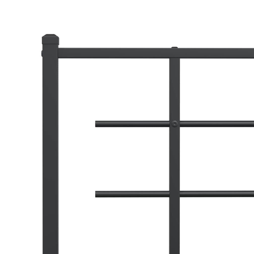 Metal Bed Frame without Mattress with Headboard Black 150x200 cm Price
