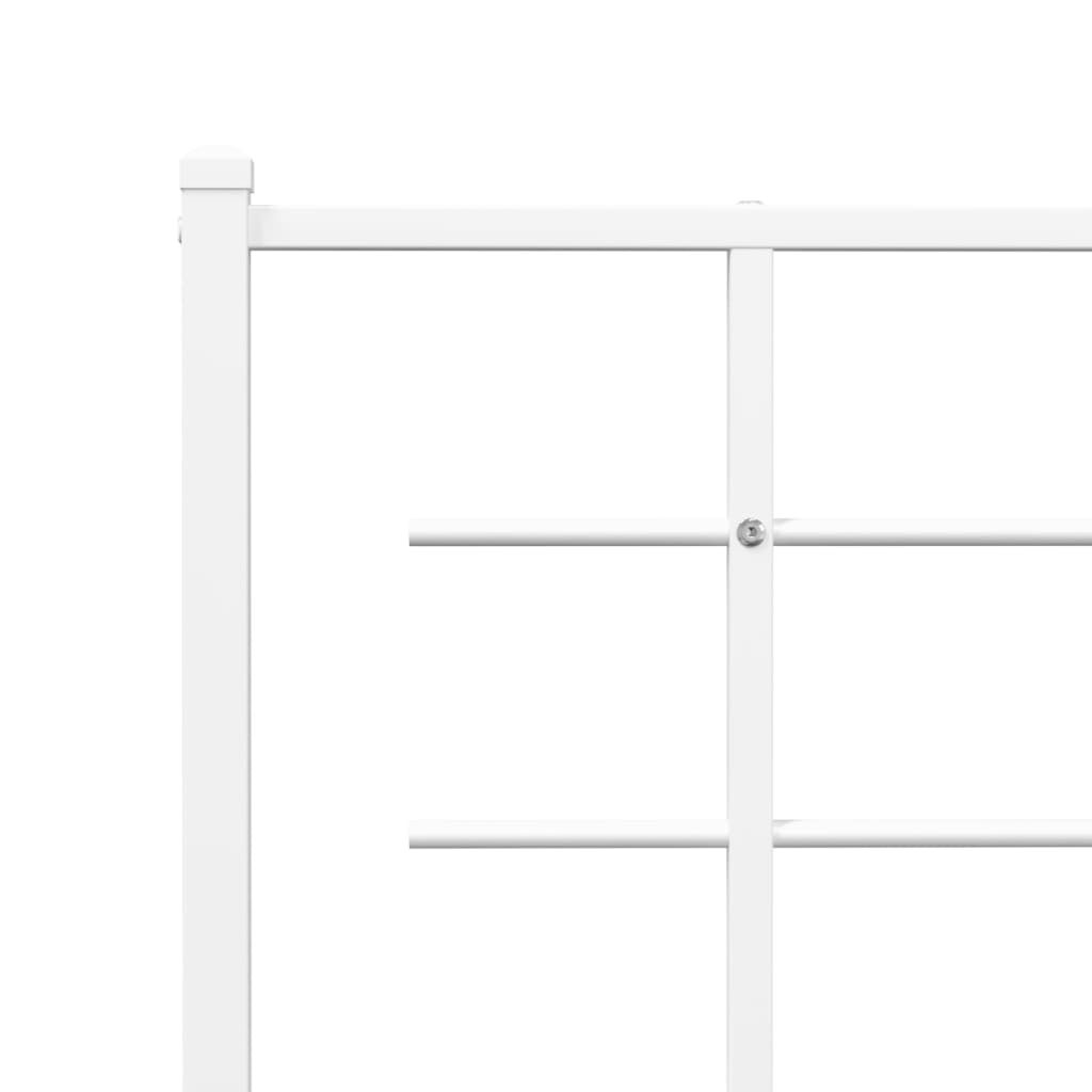 Metal Bed Frame without Mattress with Headboard White 135x190 cm Price