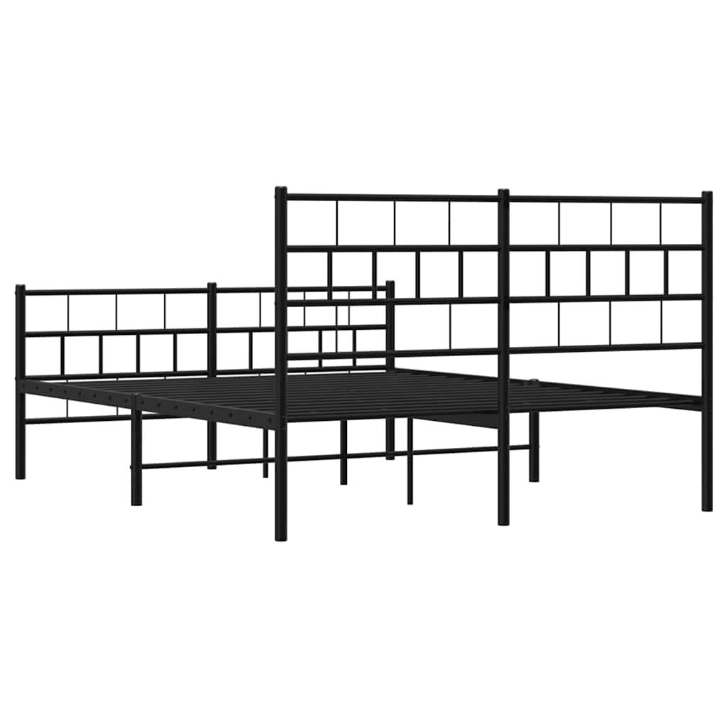 Metal Bed Frame without Mattress with Footboard Black 135x190 cm Price