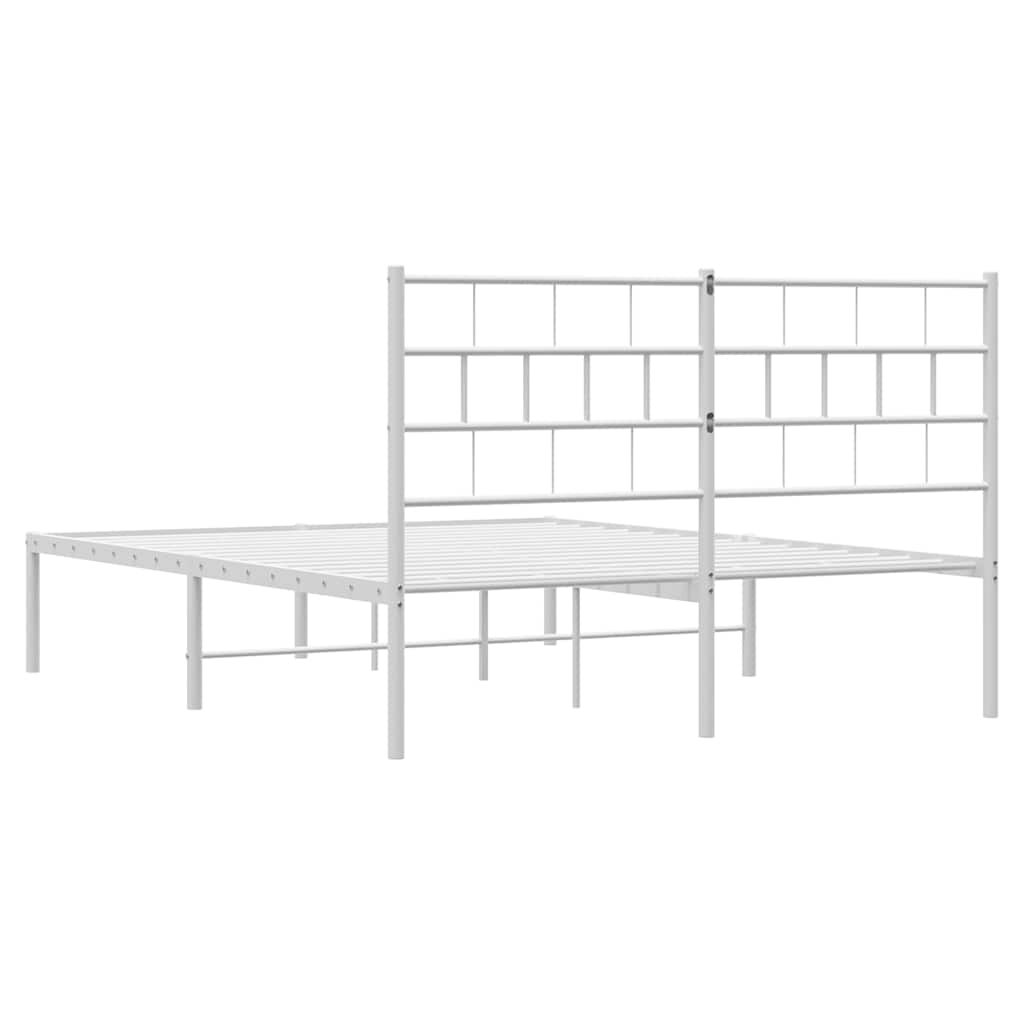 Metal Bed Frame without Mattress with Headboard White 150x200 cm Price