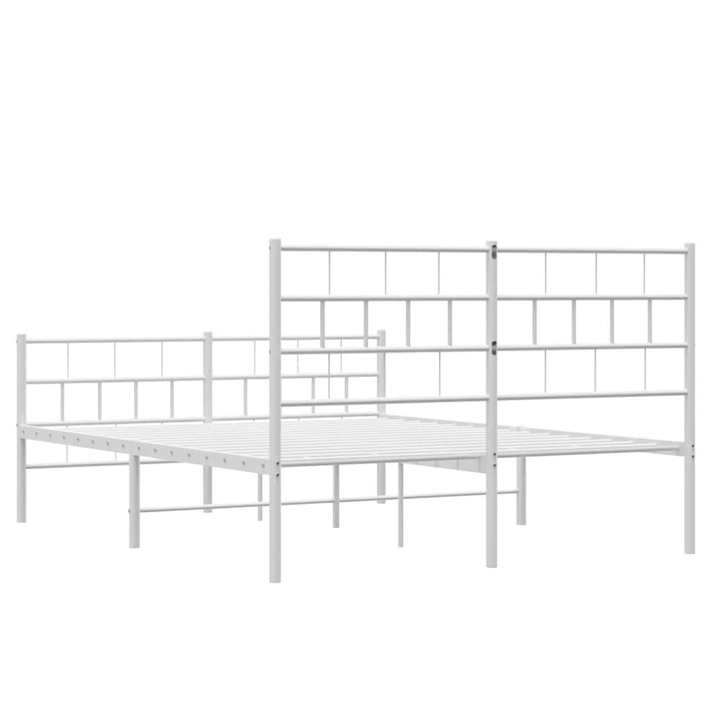 Metal Bed Frame without Mattress with Footboard White 135x190 cm Price