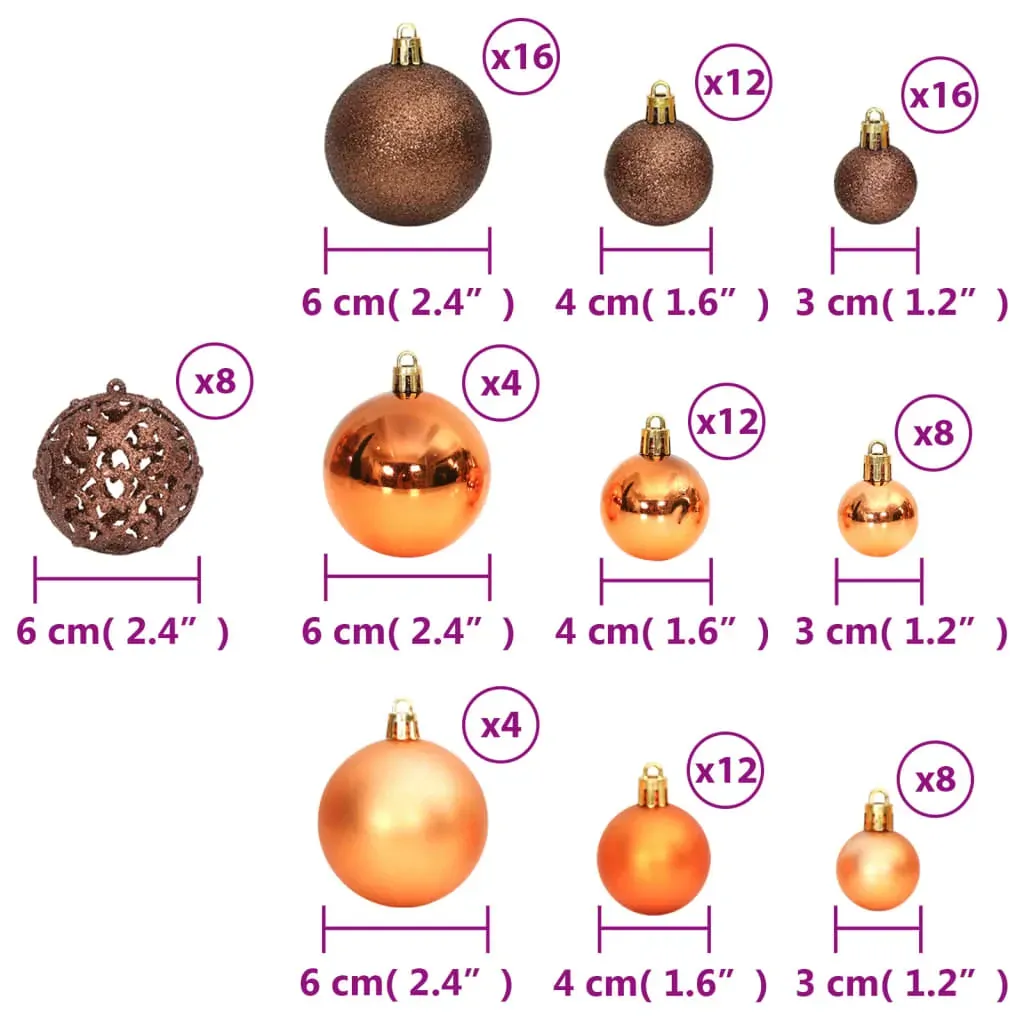 Christmas Baubles 100 pcs Brown 3 / 4 / 6 cm Price