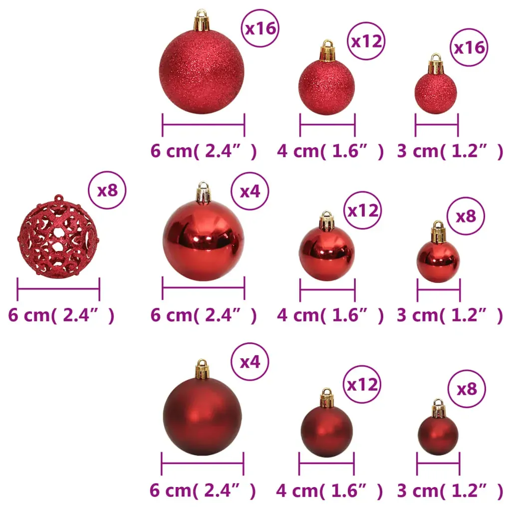 Christmas Baubles 100 pcs Wine Red 3 / 4 / 6 cm Price