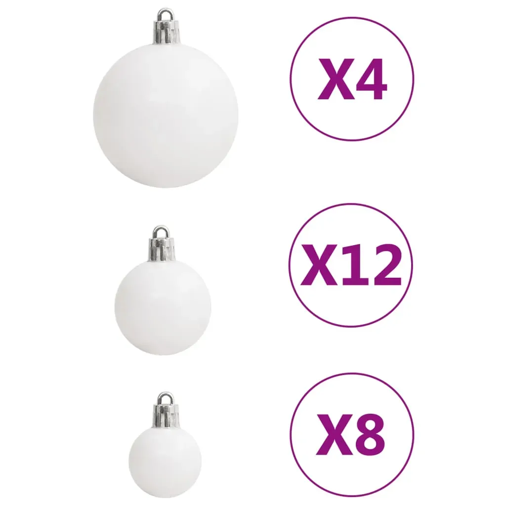 111 Piece Christmas Bauble Set White and Grey Polystyrene Price