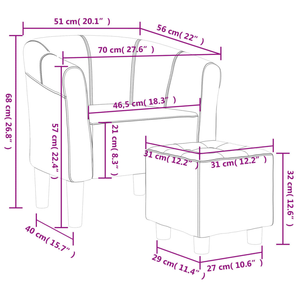 Tub Chair with Footstool Dark Grey Fabric Price