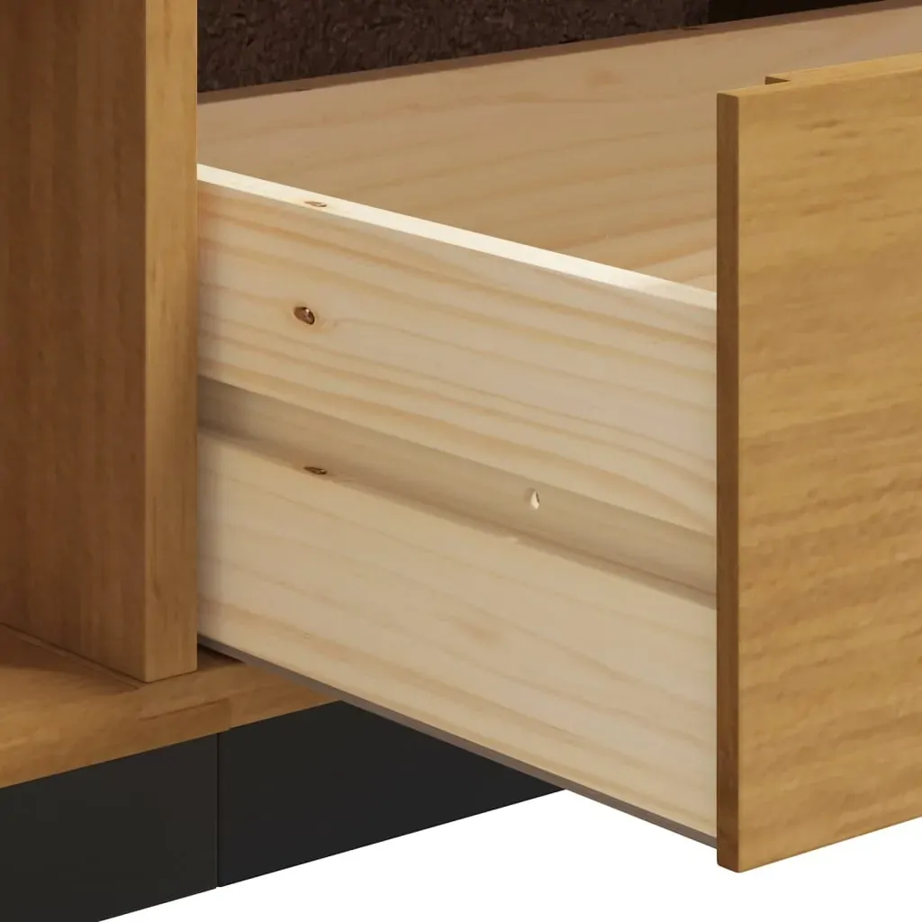 TV Cabinet with Glass Door FLAM 158x40x50 cm Solid Wood Pine Price