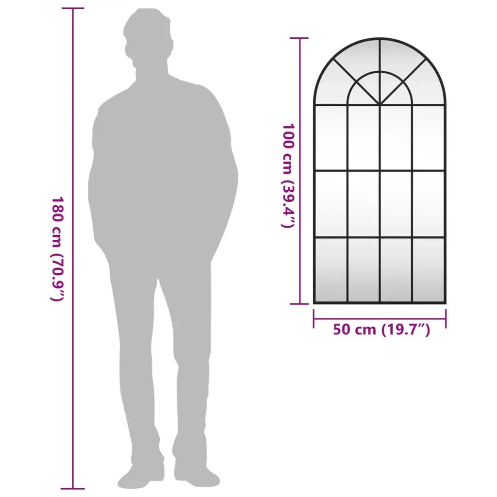 Wall Mirror Black 50x100 cm Arch Iron Price