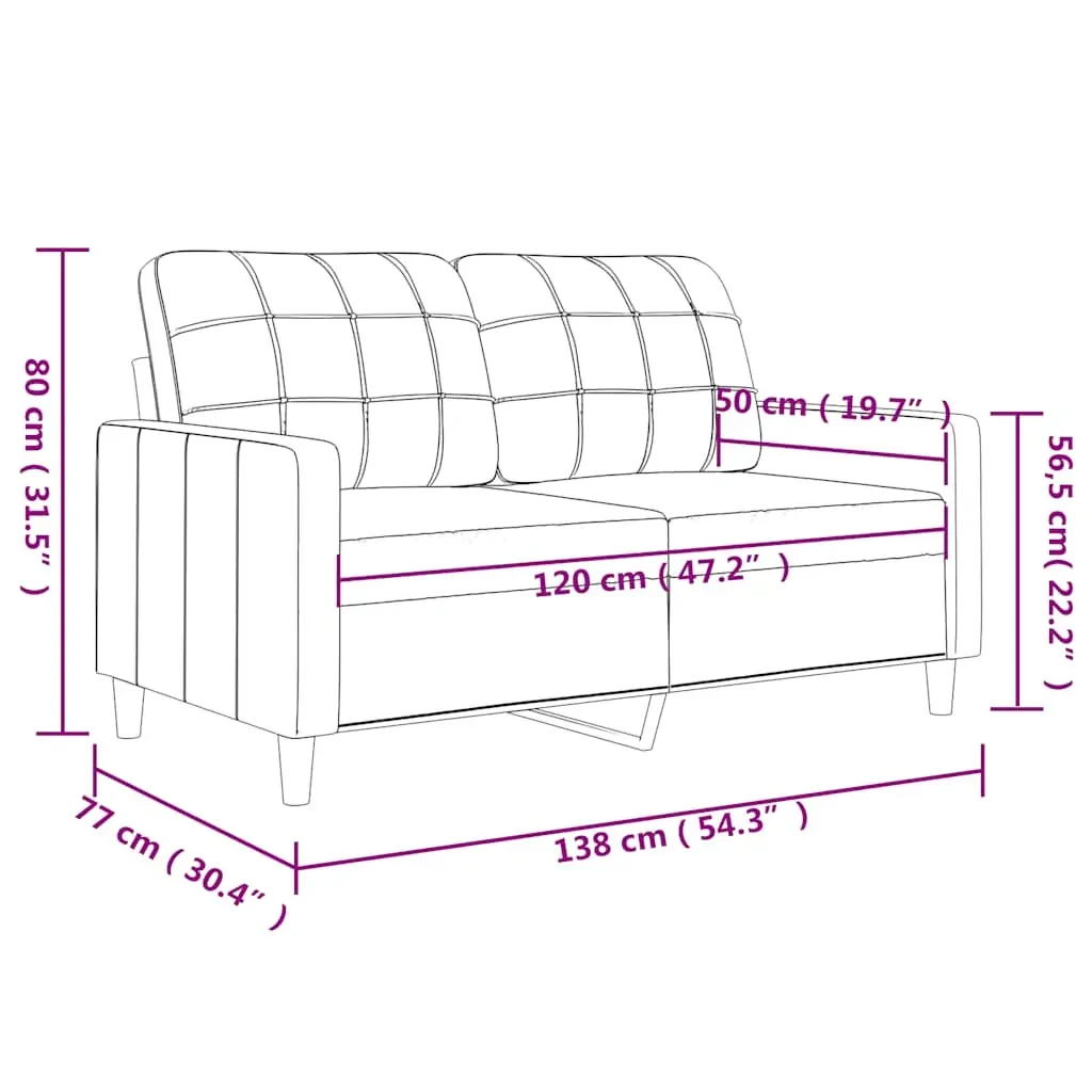 2-Seater Sofa Black 120 cm Fabric Price