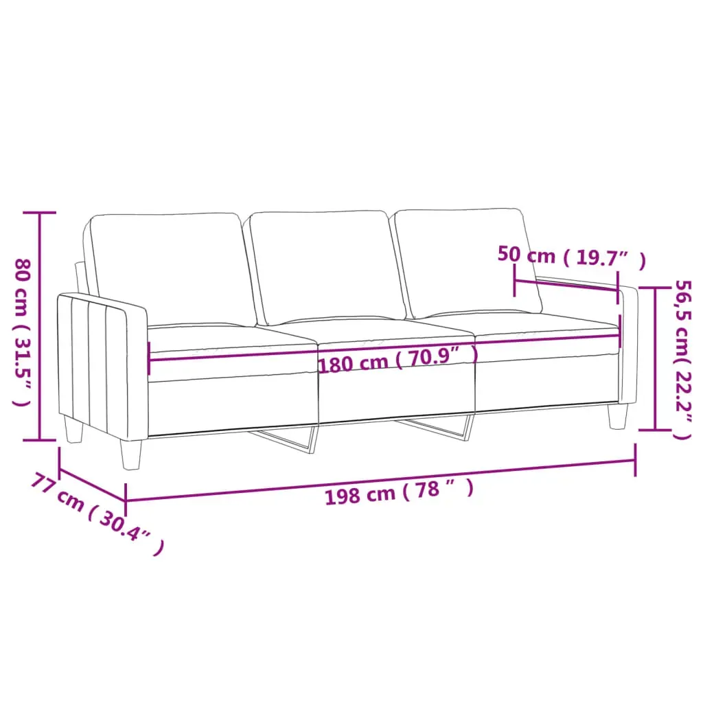 3-Seater Sofa Cappuccino 180 cm Faux Leather Price