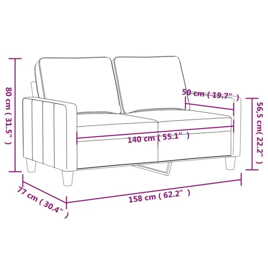 2-Seater Sofa Light Grey 140 cm Fabric Price