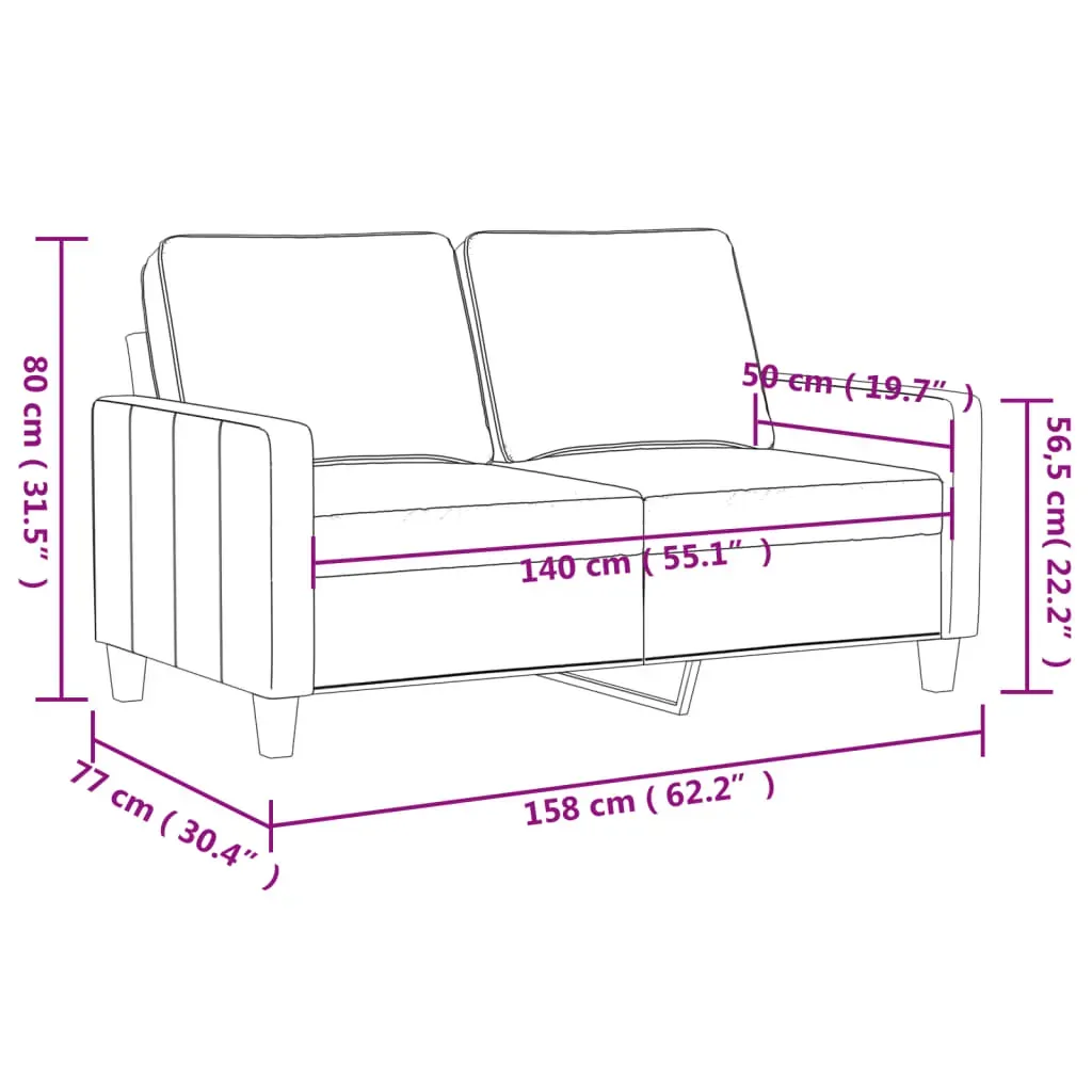 2-Seater Sofa Dark Grey 140 cm Fabric Price