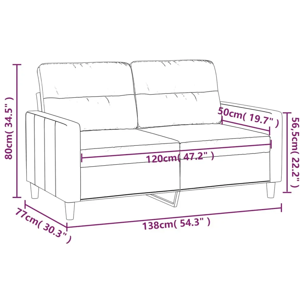 2-Seater Sofa Black 120 cm Fabric Price