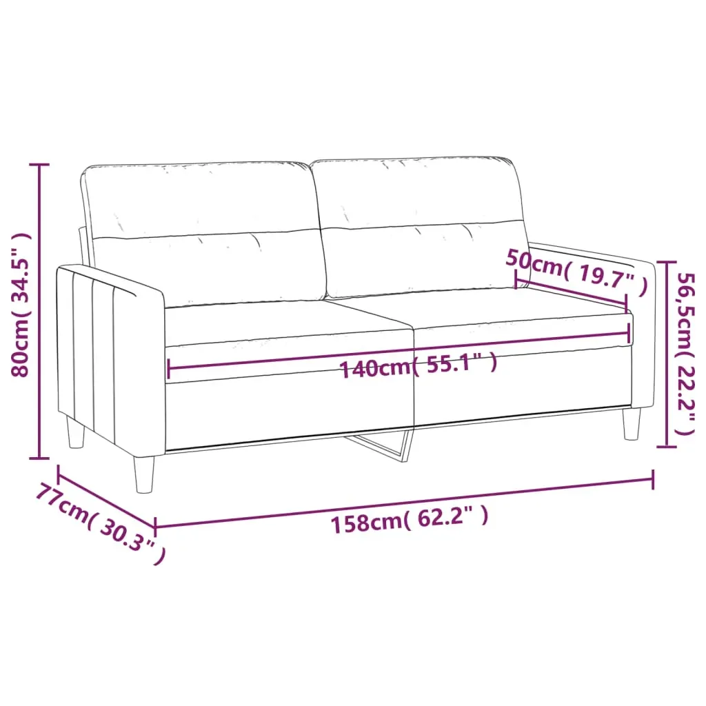 2-Seater Sofa Dark Grey 140 cm Fabric Price