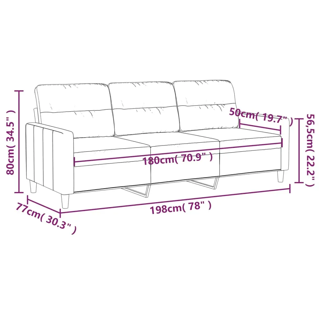 3-Seater Sofa Dark Grey 180 cm Fabric Price