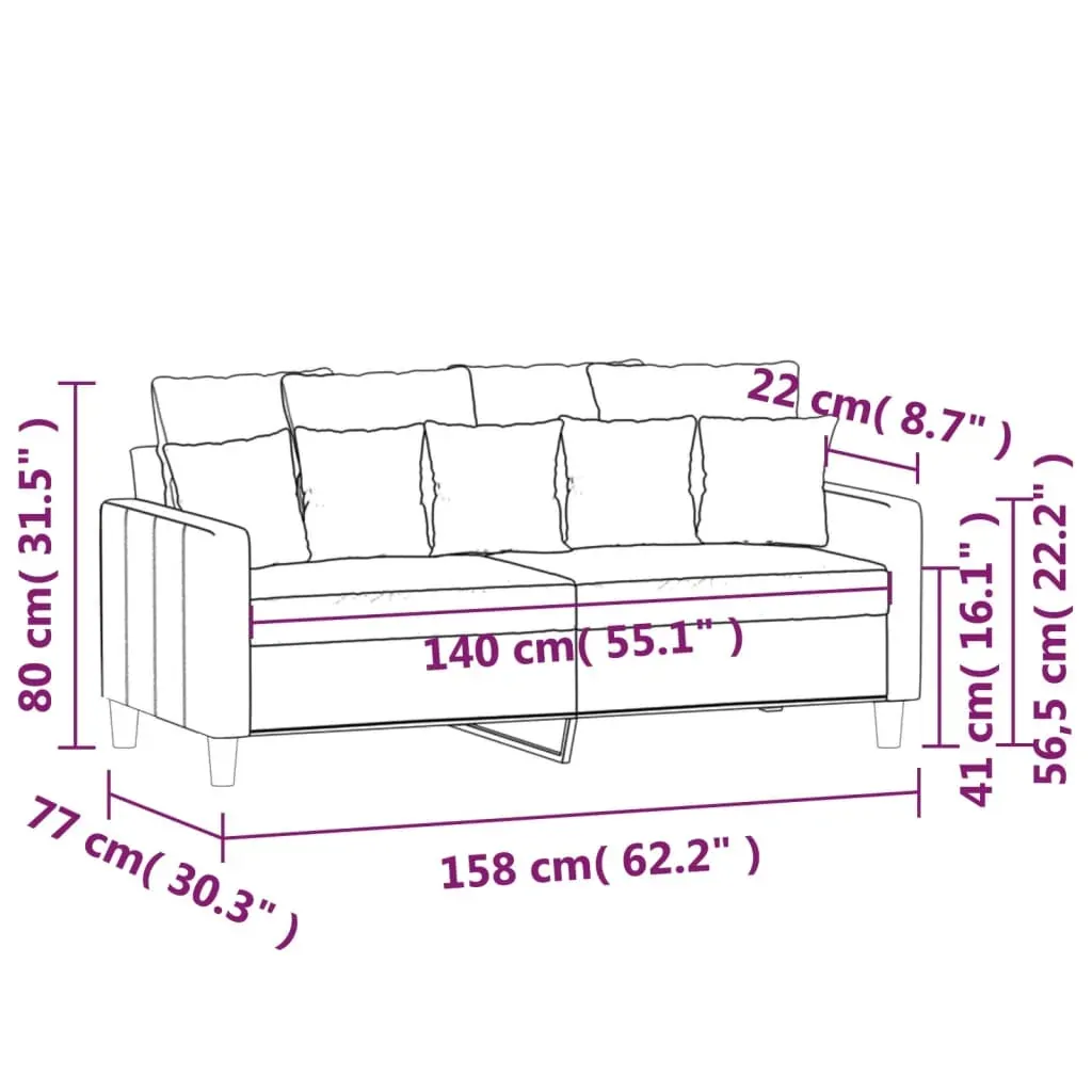 2-Seater Sofa Light Grey 140 cm Velvet Price