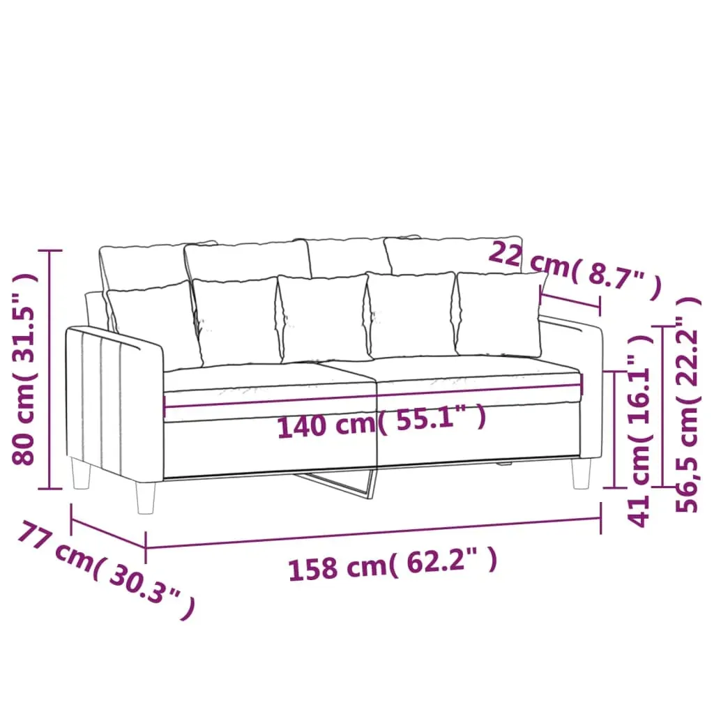 2-Seater Sofa Dark Grey 140 cm Velvet Price