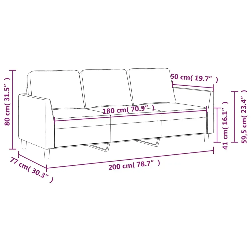3-Seater Sofa Black 180 cm Faux Leather Price