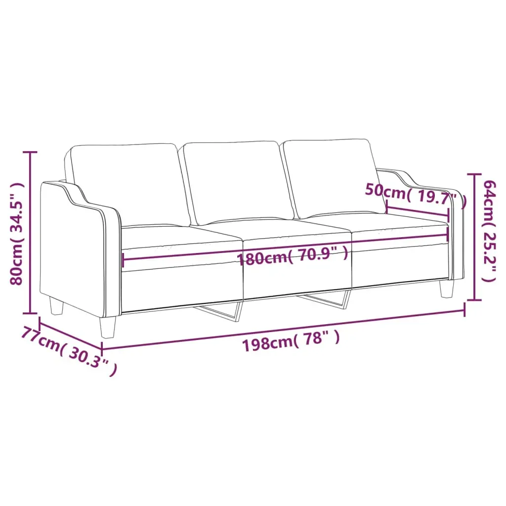 3-Seater Sofa Black 180 cm Fabric Price
