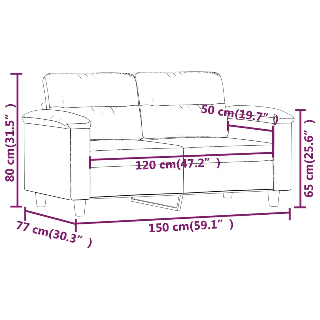 2-Seater Sofa Dark Grey 120 cm Microfibre Fabric Price