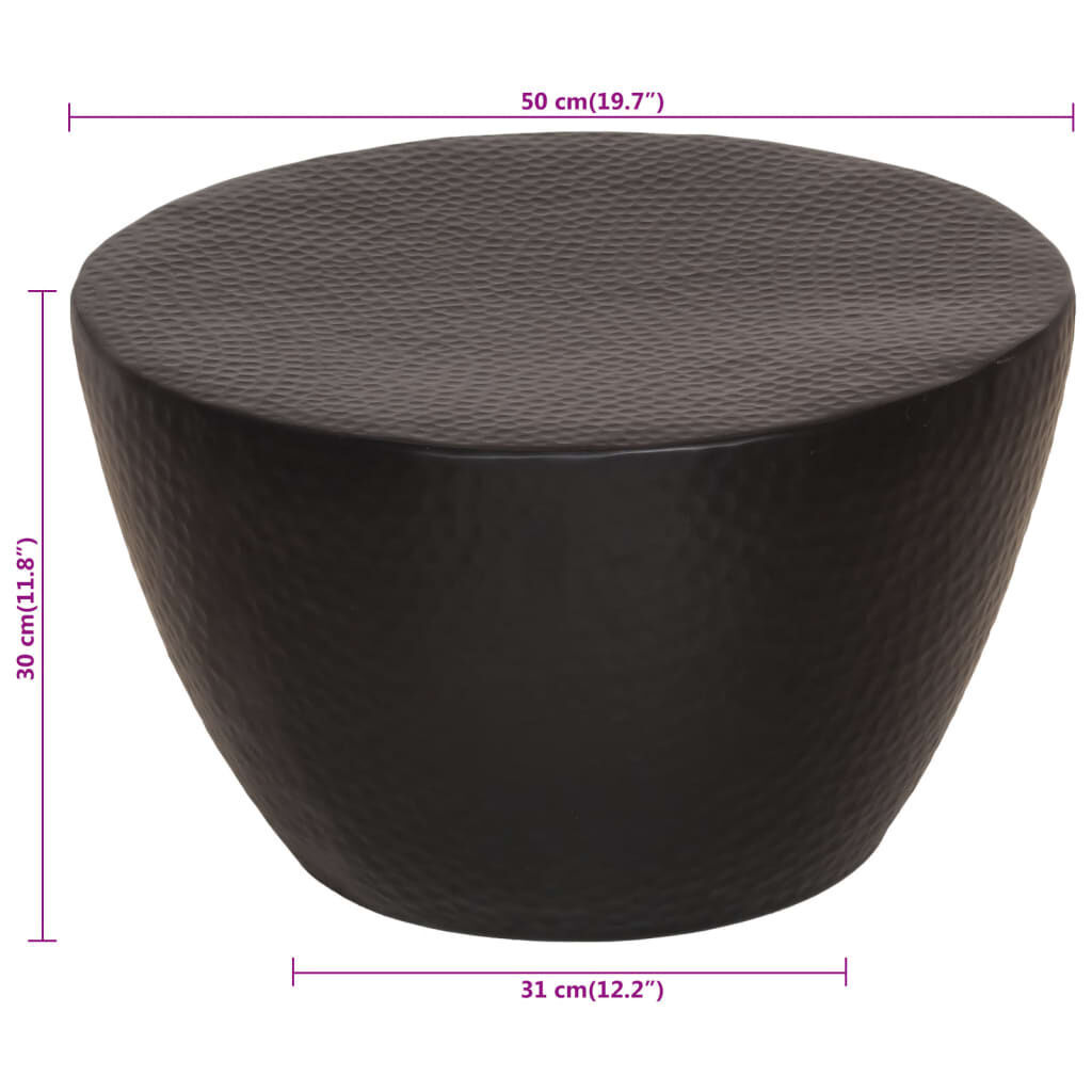 Coffee Table Hammered Aluminium Ø 50x30 cm Black Price