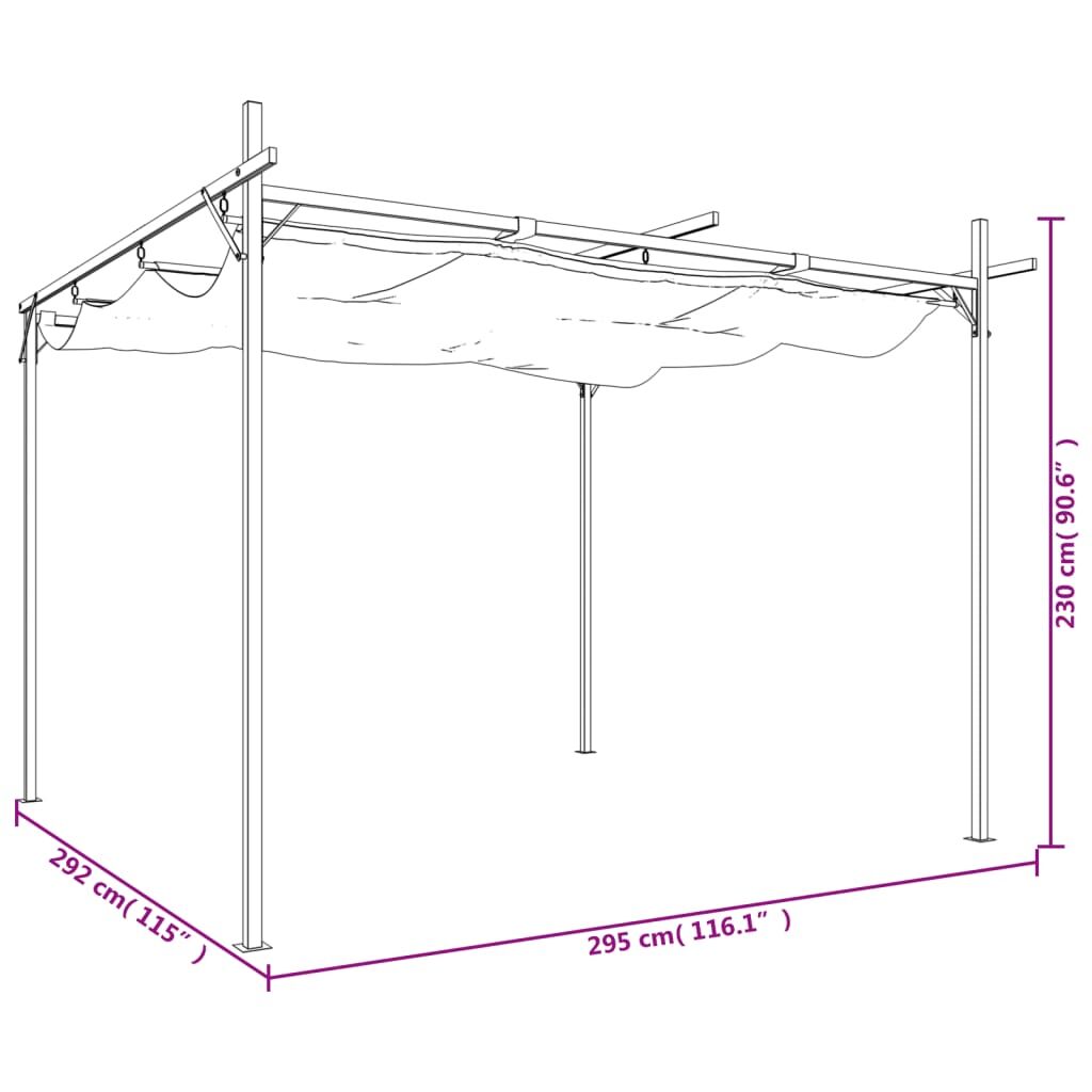 Pergola with Retractable Roof Anthracite 295x292x230 cm Price