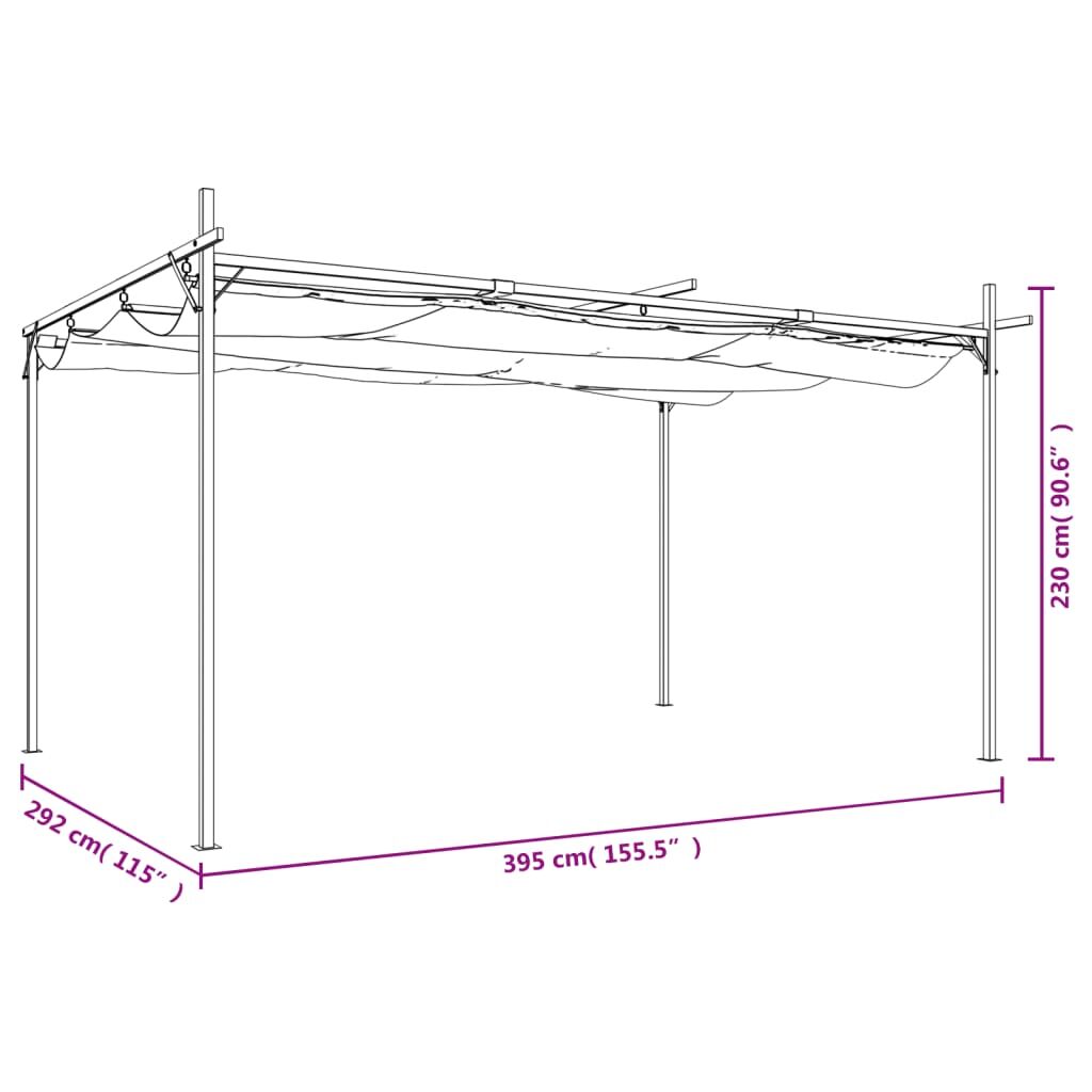 Pergola with Retractable Roof Cream 395x292x230 cm Price
