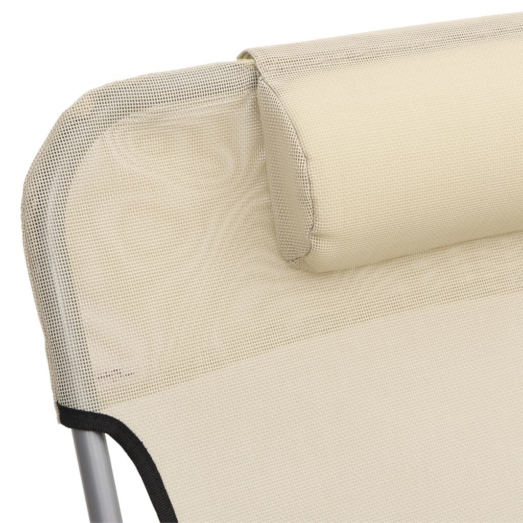 Folding Sun Loungers 2 pcs Cream Textilene and Steel Price