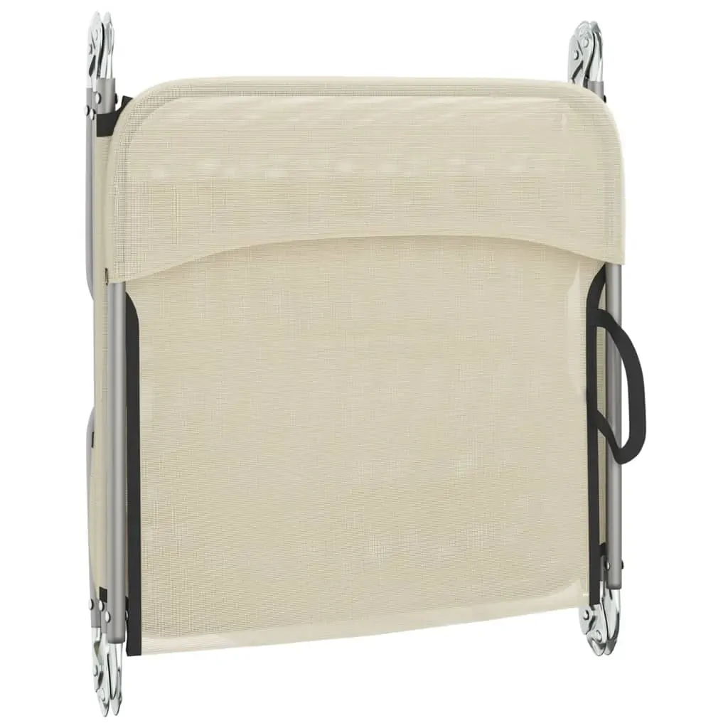 Folding Sun Loungers 2 pcs Cream Textilene and Steel Price