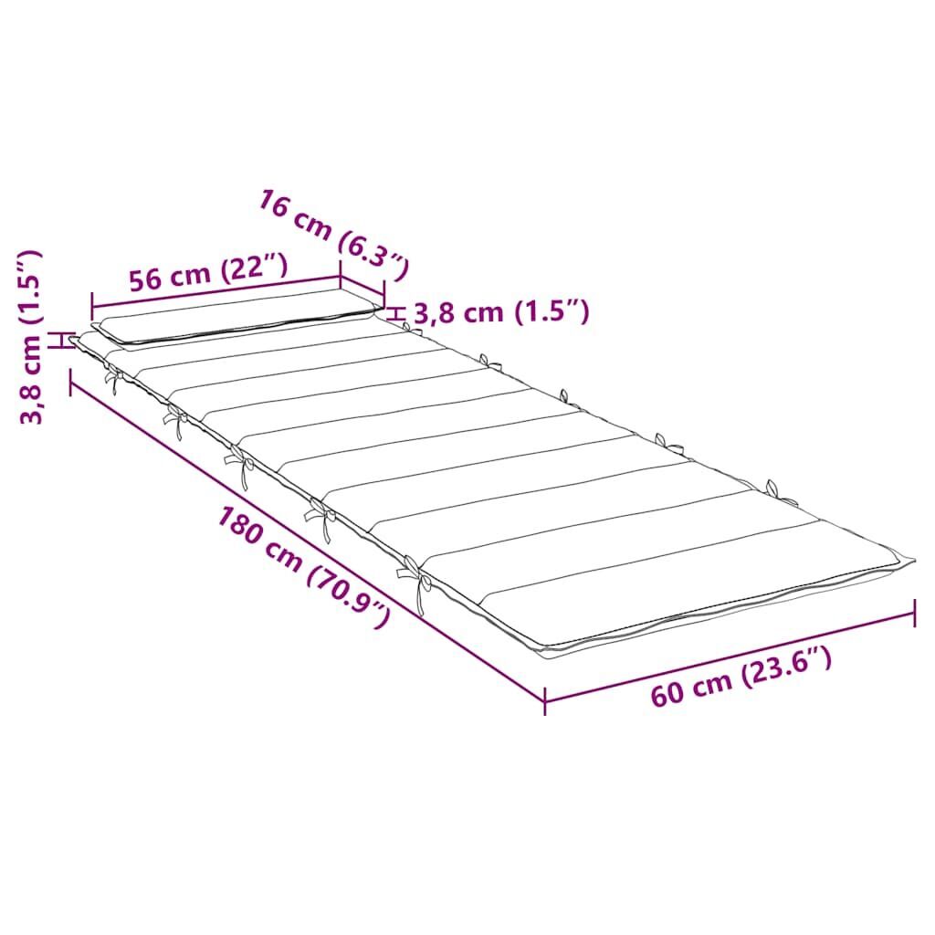 Sun Lounger Cushion Black 180x60x3 cm Oxford Fabric Price