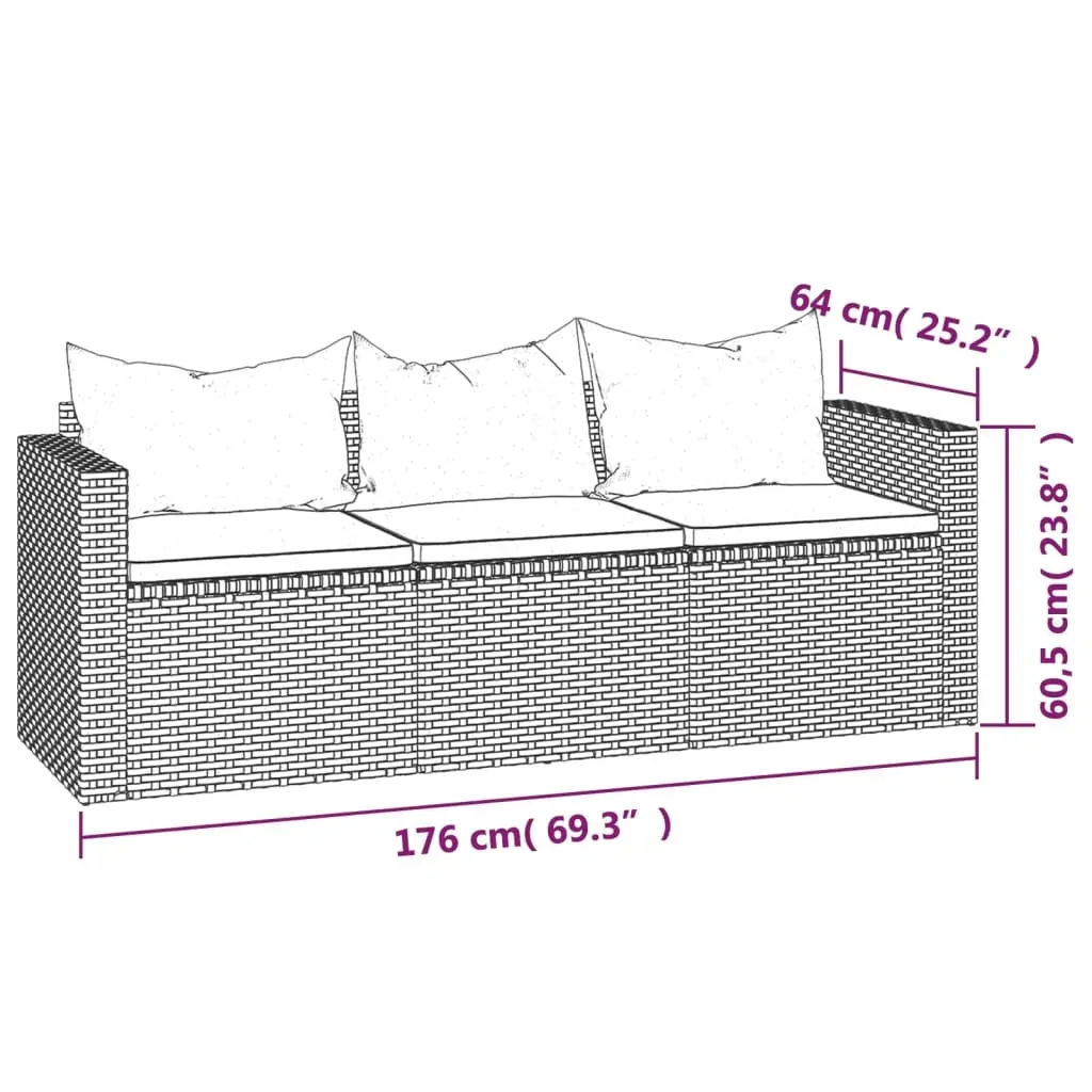 3 Piece Garden Lounge Set with Cushions Grey Poly Rattan Price