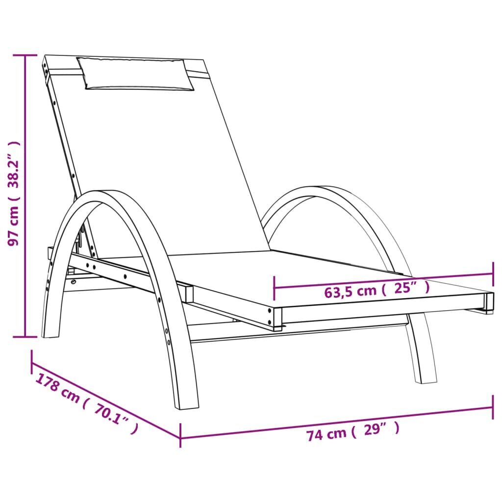 Sun Lounger with Pillow Grey Textilene and Solid Wood Poplar Price