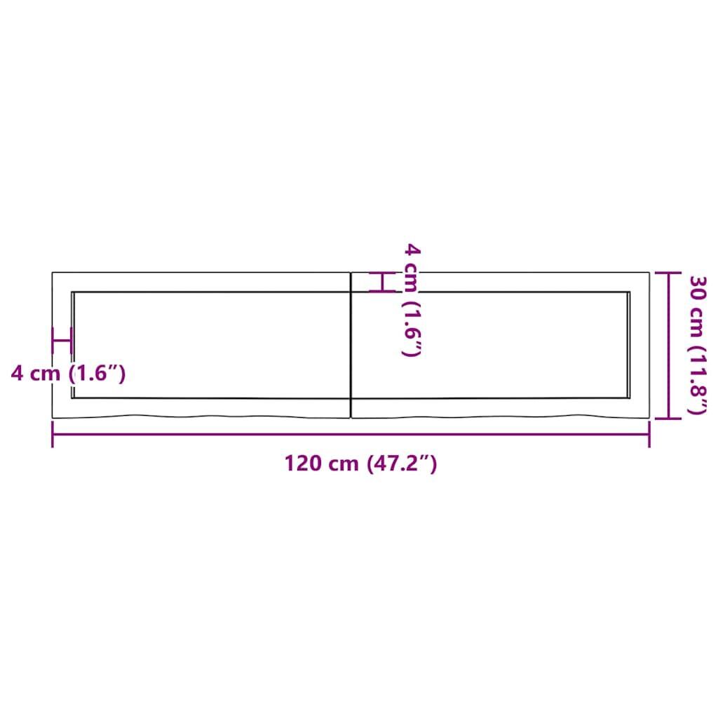 Wall Shelf Light Brown 120x30x(2-4) cm Treated Solid Wood Oak Price