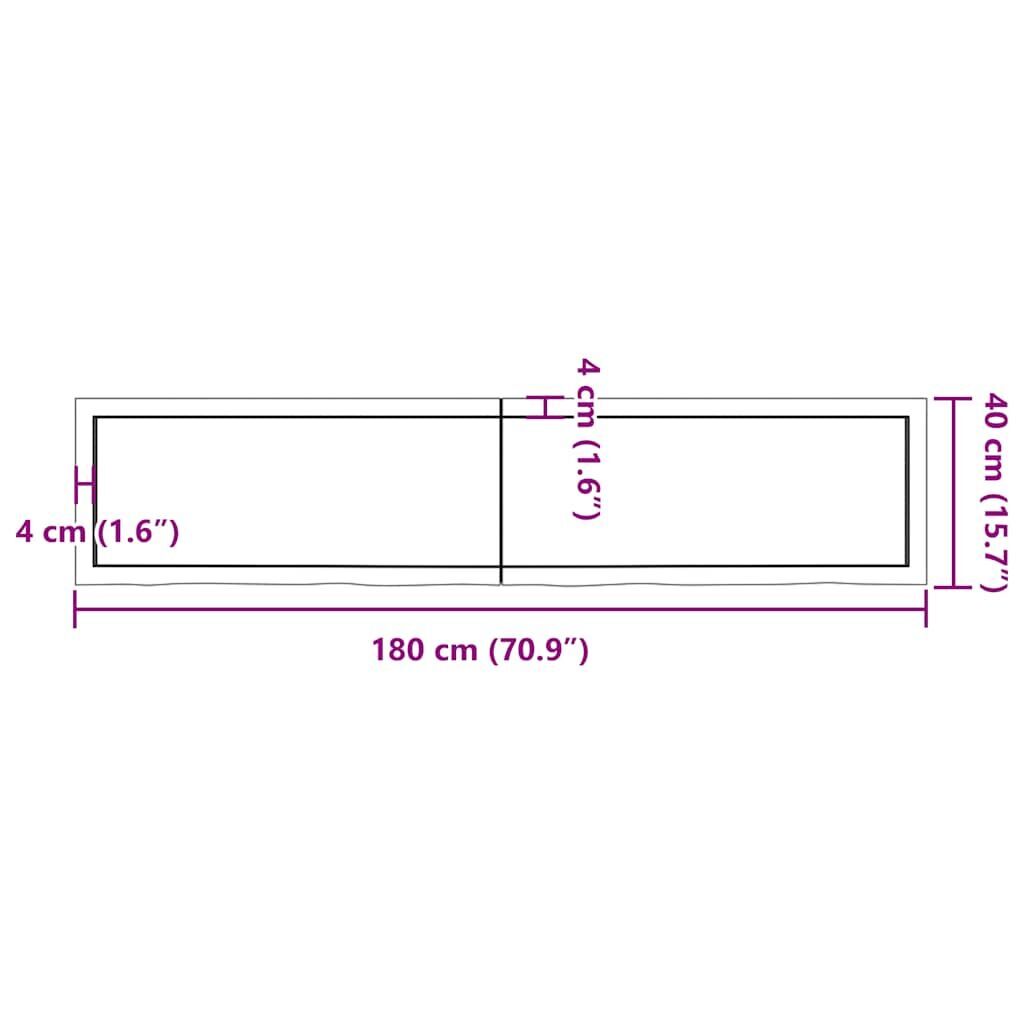 Wall Shelf Light Brown 180x40x(2-4) cm Treated Solid Wood Oak Price