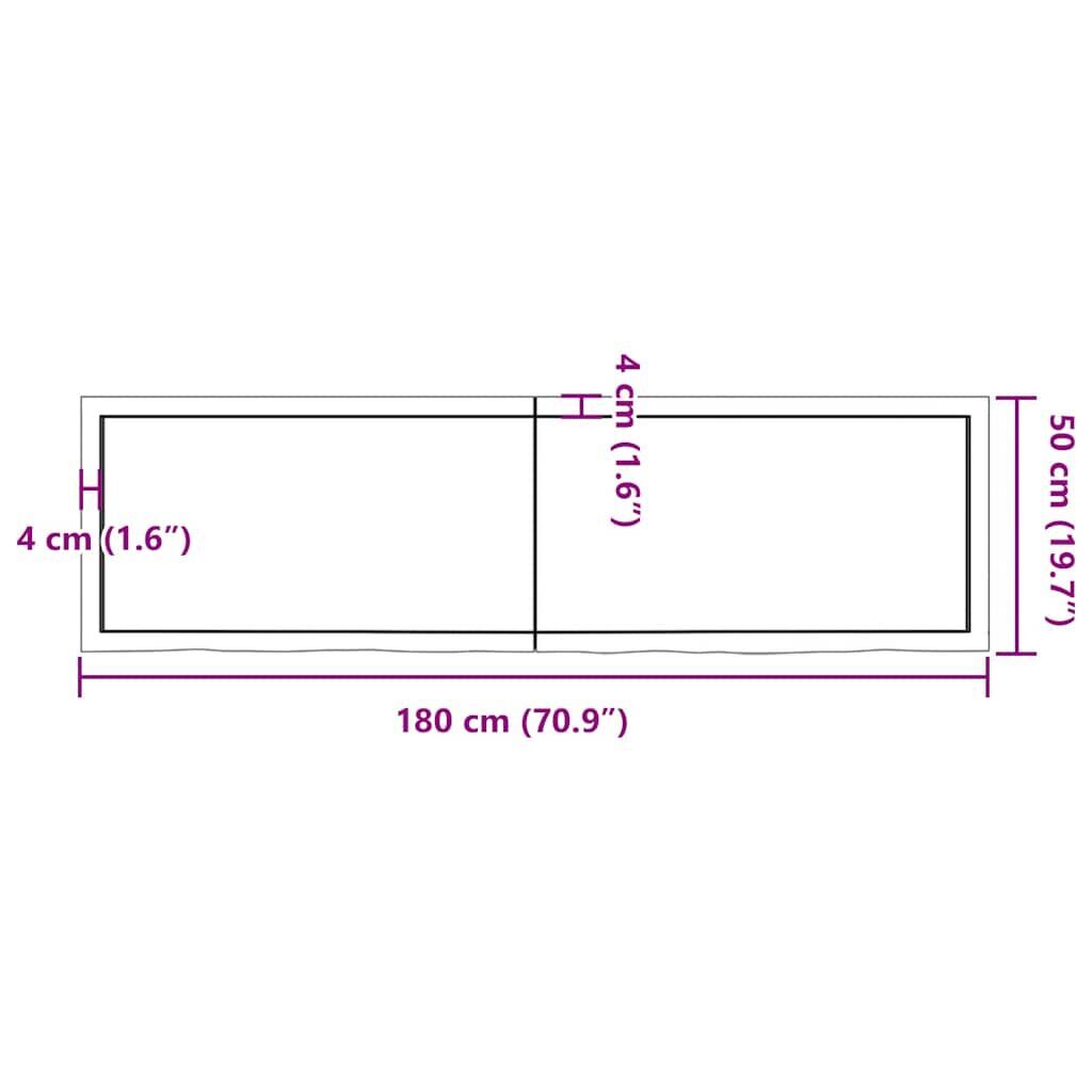 Wall Shelf Light Brown 180x50x(2-4) cm Treated Solid Wood Oak Price