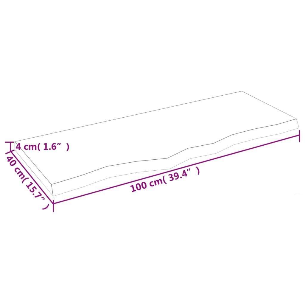 Wall Shelf Dark Brown 100x40x(2-4) cm Treated Solid Wood Oak Price
