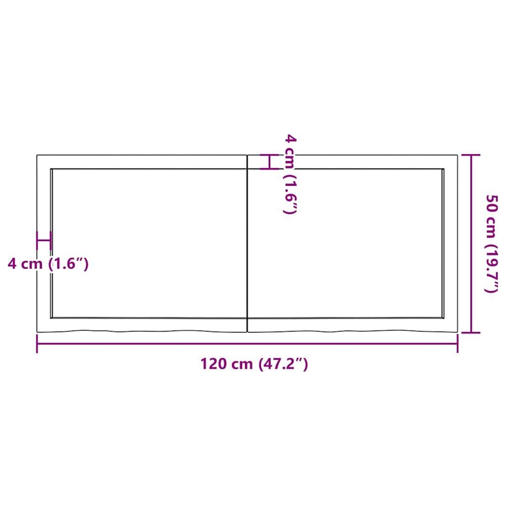 Wall Shelf Dark Brown 120x50x(2-4) cm Treated Solid Wood Oak Price