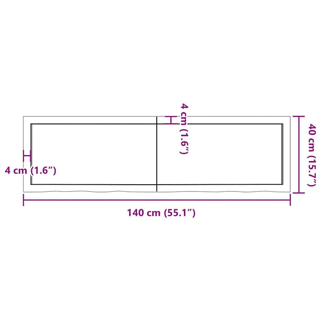 Wall Shelf Dark Brown 140x40x(2-4) cm Treated Solid Wood Oak Price