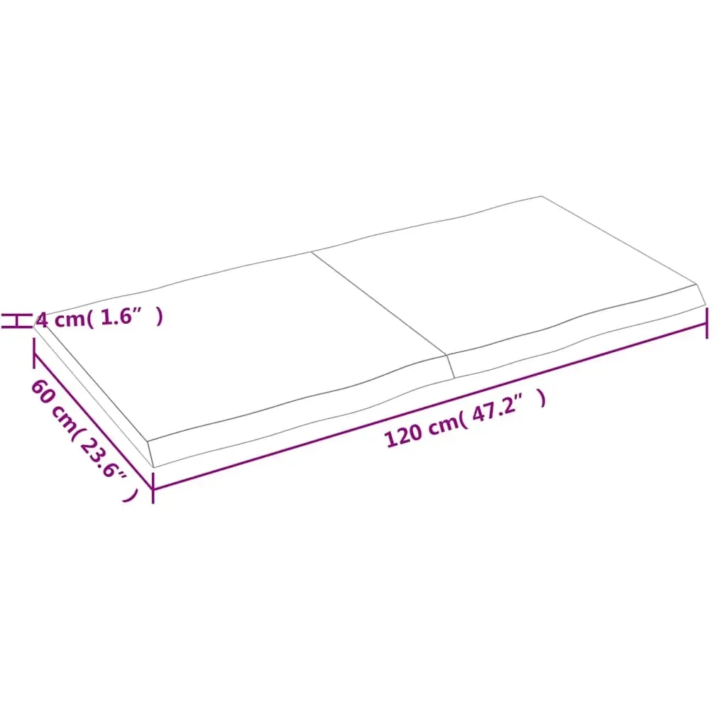 Table Top Dark Brown 120x60x(2-4) cm Treated Solid Wood Live Edge Price