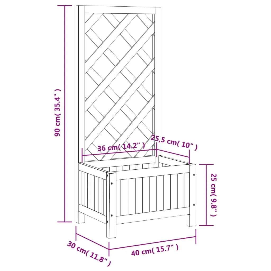 Planter with Trellis Black Solid Wood Fir Price