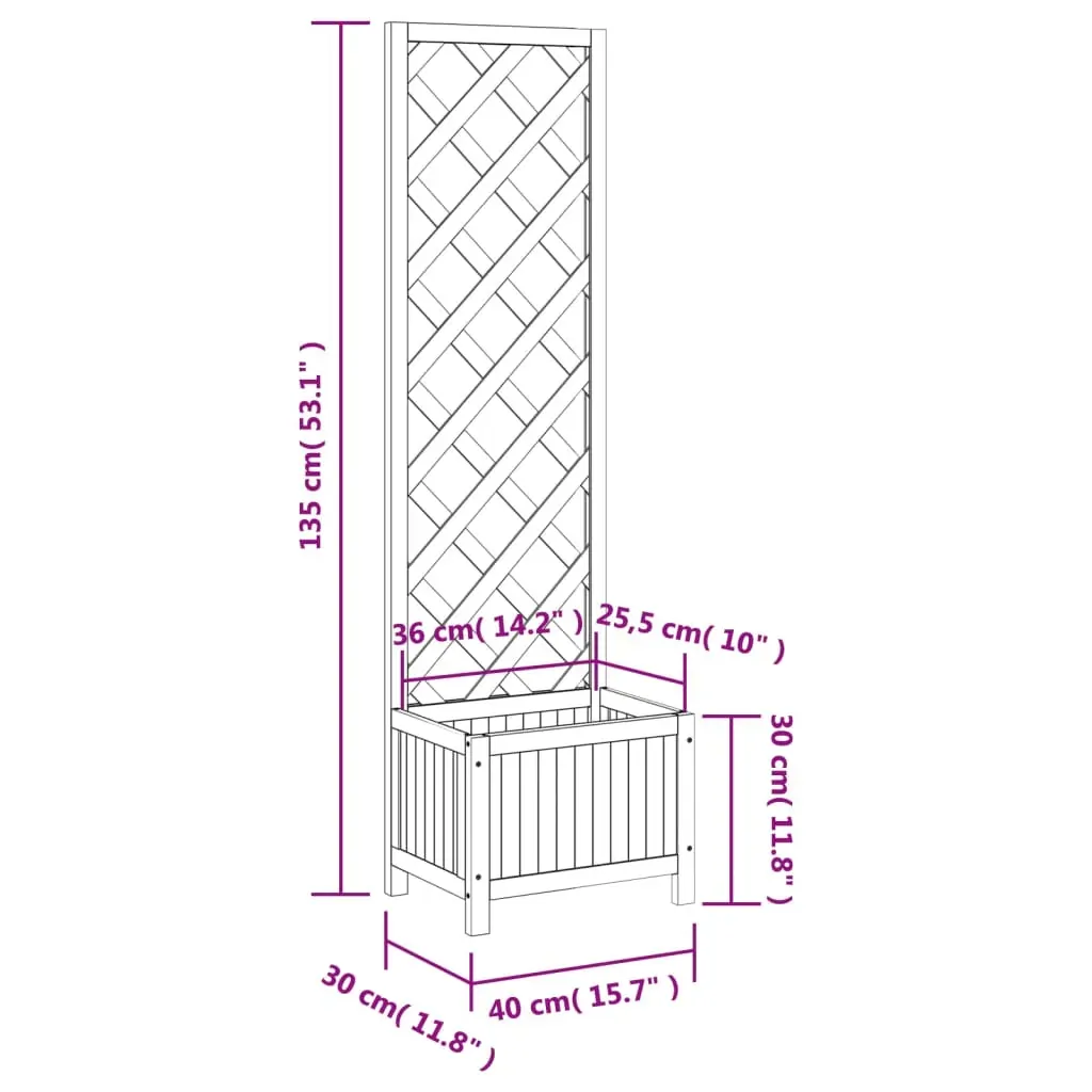 Planter with Trellis Black Solid Wood Fir Price