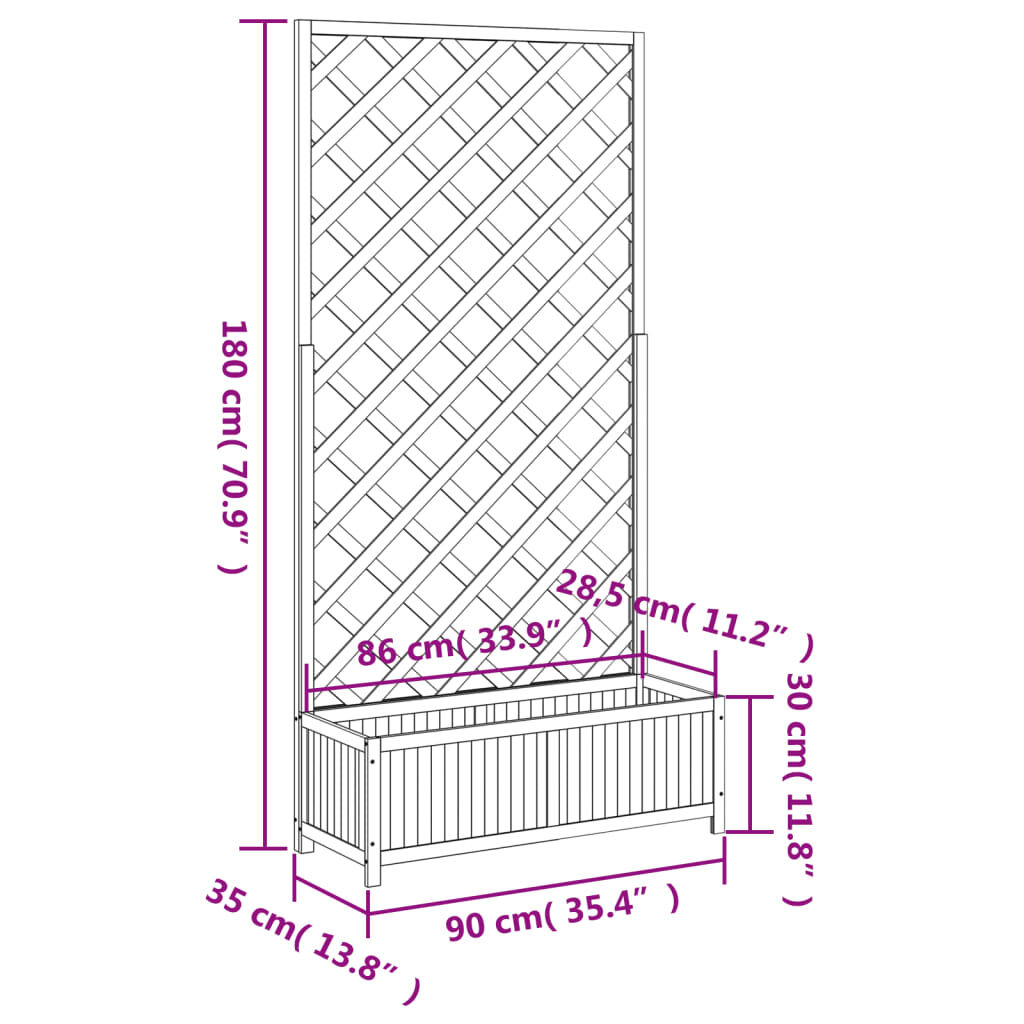 Planter with Trellis Grey Solid Wood Fir Price