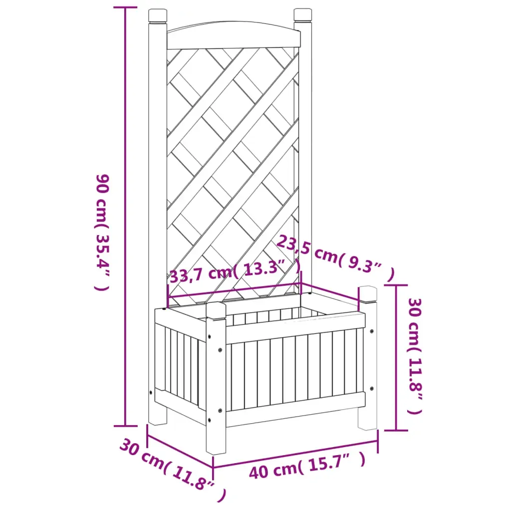 Planter with Trellis Grey Solid Wood Fir Price