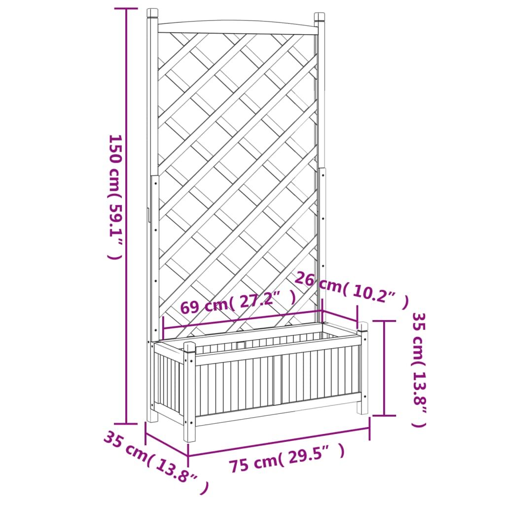 Planter with Trellis Grey Solid Wood Fir Price