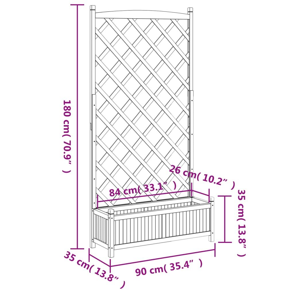 Planter with Trellis Brown Solid Wood Fir Price