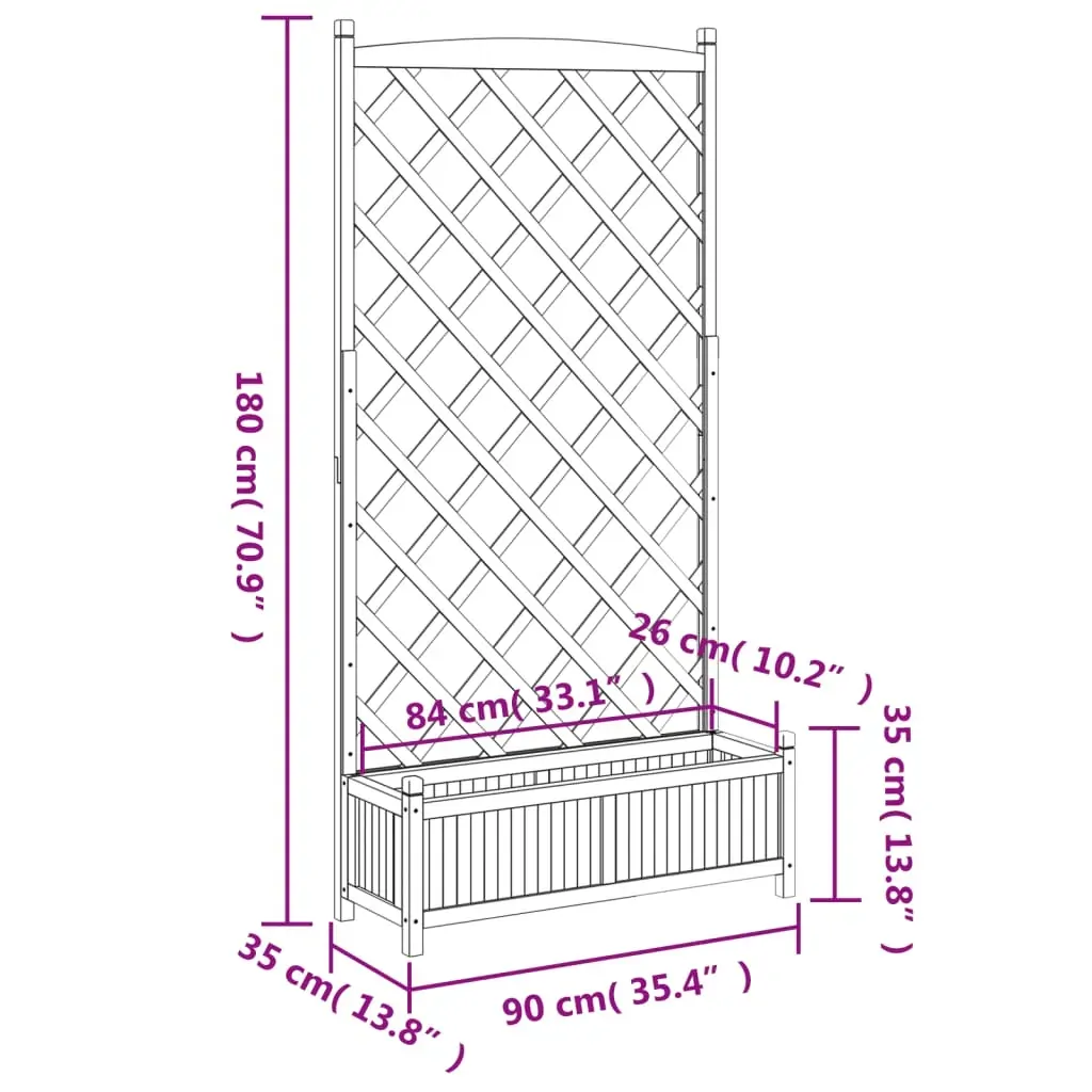 Planter with Trellis Brown Solid Wood Fir Price