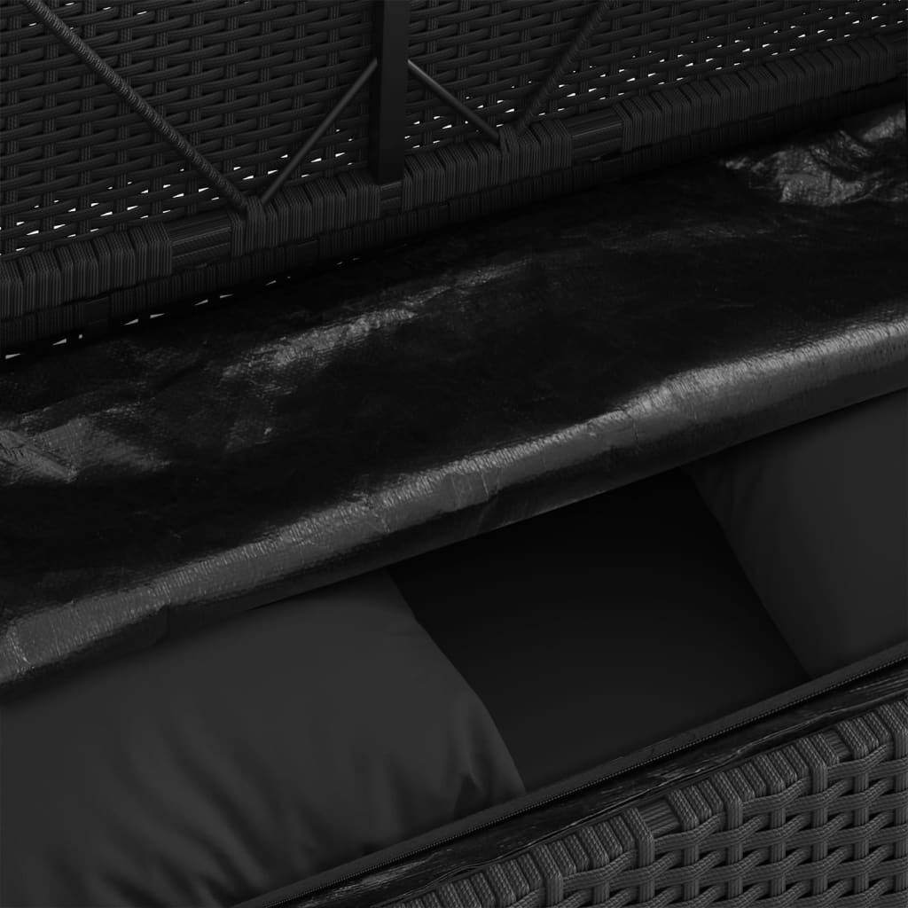 Garden Bench with Cushions Black Poly Rattan Price