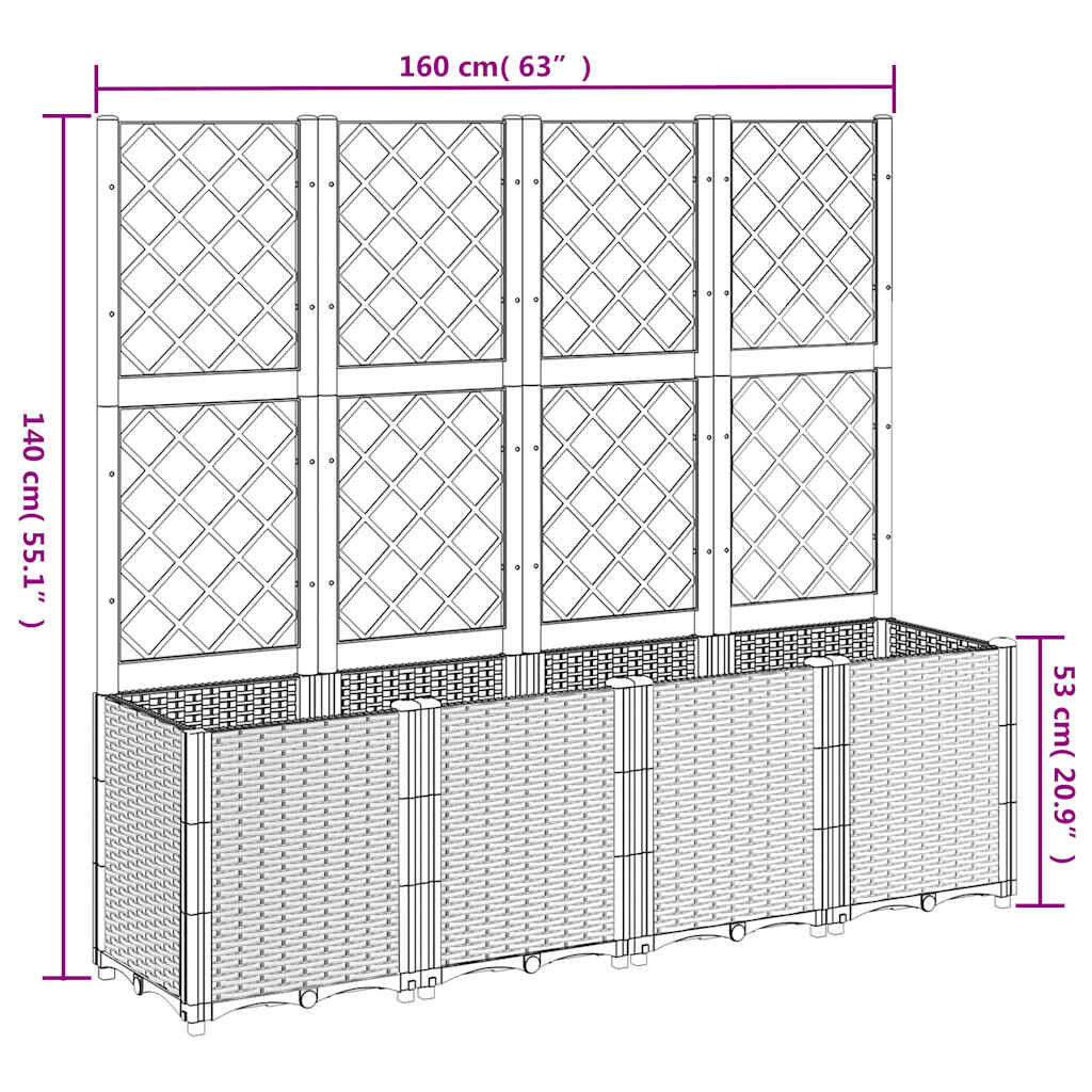 Garden Planter with Trellis Blue Grey 160x40x140 cm PP Price